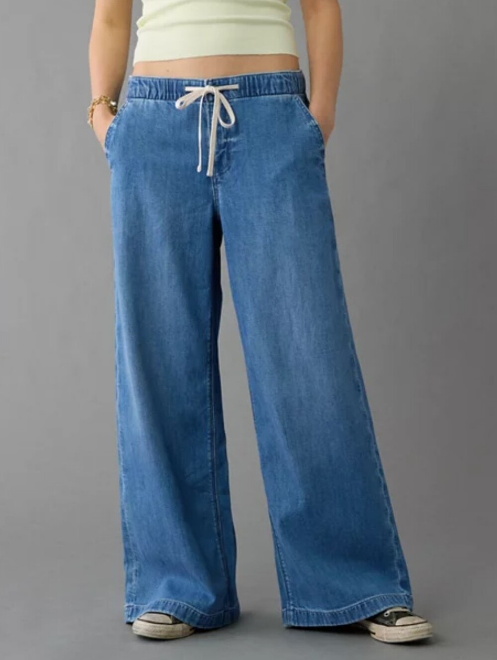 American Eagle Low Rise Baggy Relaxed Ultra Wide Leg Pull-on Jeans SZ Medium Y2K